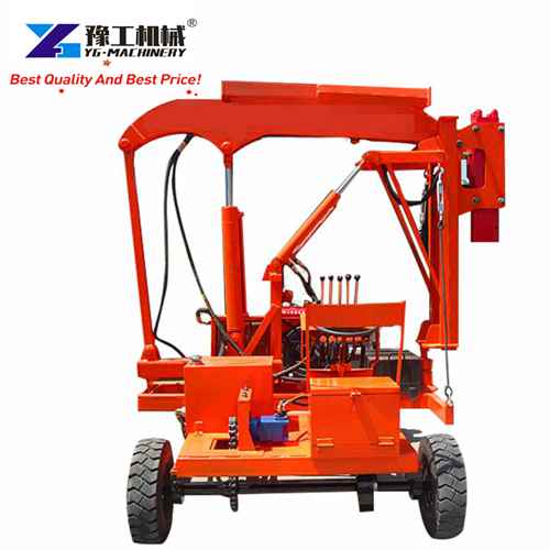 Guard rail post pile driver machine