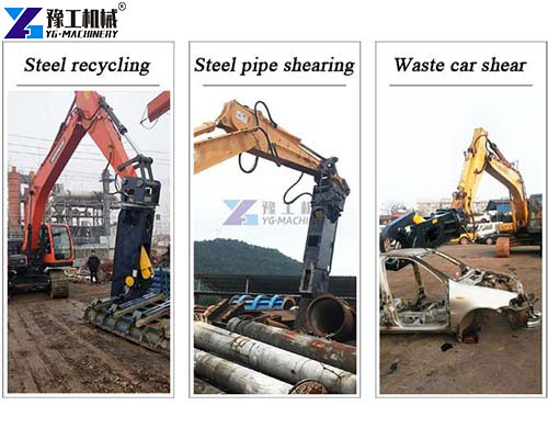 excavator shear steel structure demolition