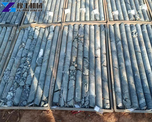 drilled rock core samples for geological analysis