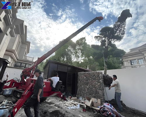 spider lift for tree pruning in luxury villa landscape maintenance