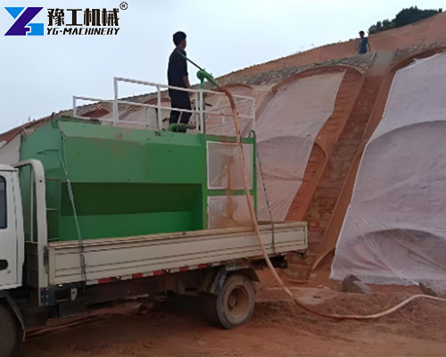 hydroseeding machine for highway projects