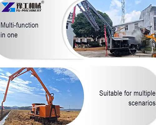 details display of crawler concrete mixer with pump truck