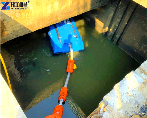 tank cleaning robot working in chemical factory