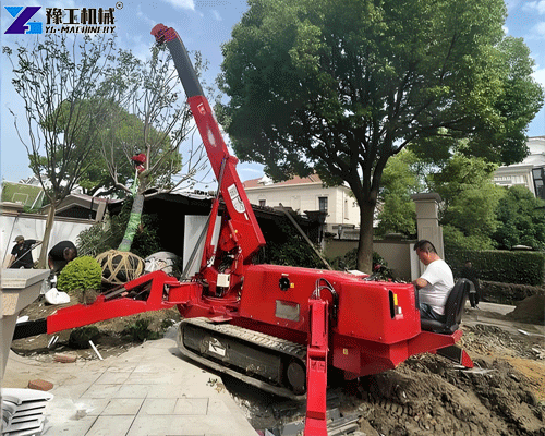 compact spider lift working in high end residential estate landscaping