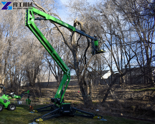 tracked spider lift for safe tree pruning in complex environments