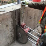 concrete wall sawing machine cutting thick reinforced concrete wall