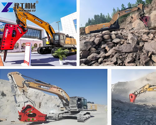 hydraulic rock breaker working on mining site rock breaking