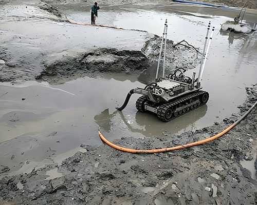 lake dredging robot working in lake sludge removal