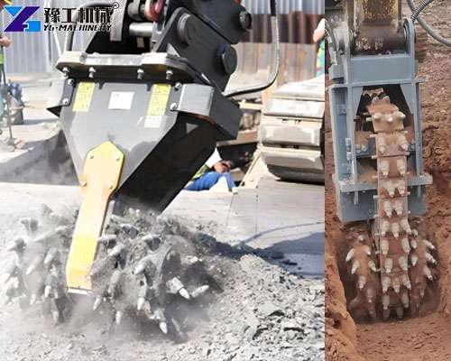 rock milling attachment for trenching in hard rock