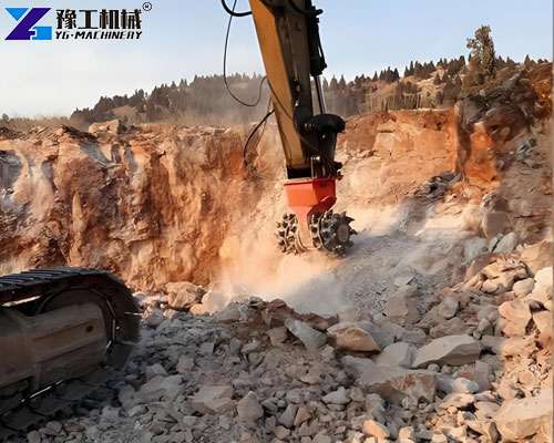 hydraulic drum cutter attachment for hard rock excavation