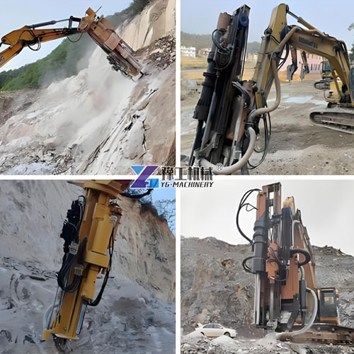 Rock cracking during hydraulic splitting with an integrated rock drilling and splitting machine