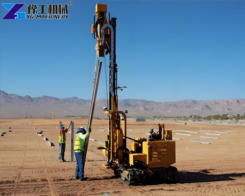 solar piling machine working site