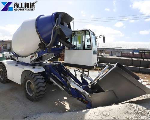 self loading mixer truck on construction site