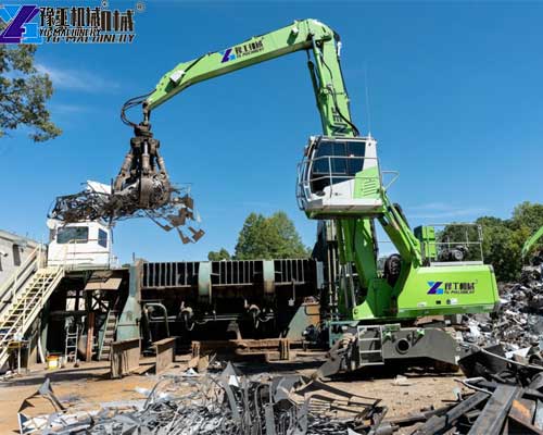 excavator magnet grapple scrap metal recycling