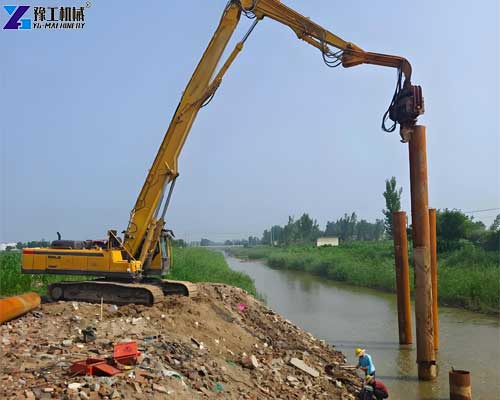 hydraulic pile driver for river protection