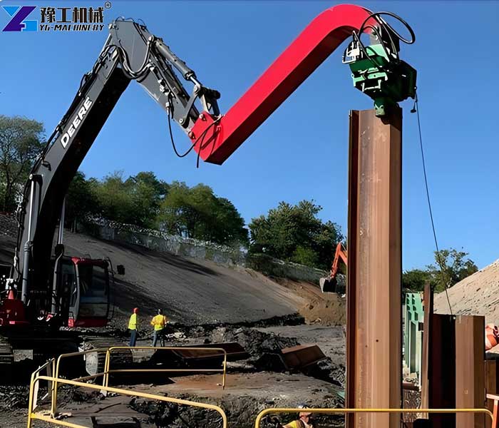 sheet pile driving construction site