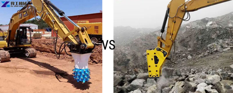 Comparison of drum cutter and hydraulic breaker working methods
