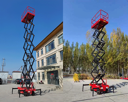 electric scissor lift raised platform