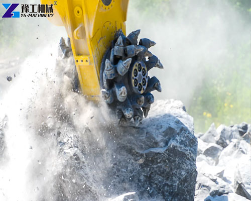 Excavator drum cutter for controlled rock cutting