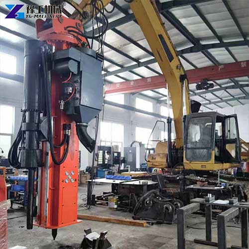 Excavator matched with a rock drill and splitter machine