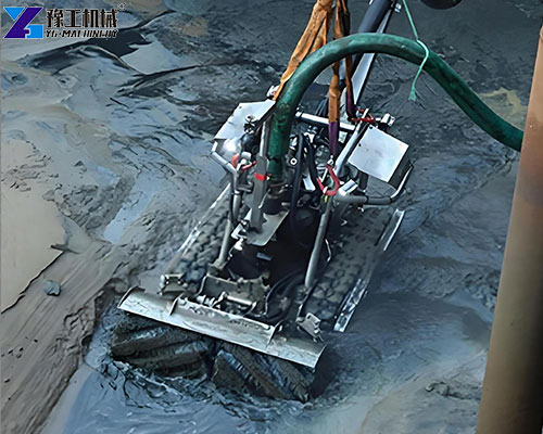 Industrial sedimentation tank cleaning robot removing settled sludge