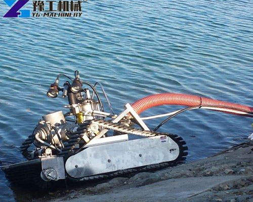 Lake sludge removal robot connected to a sediment discharge pipeline
