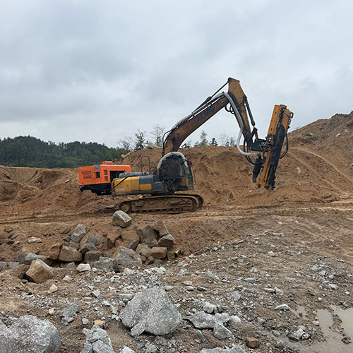 Rock drill and splitter machine drilling and splitting process