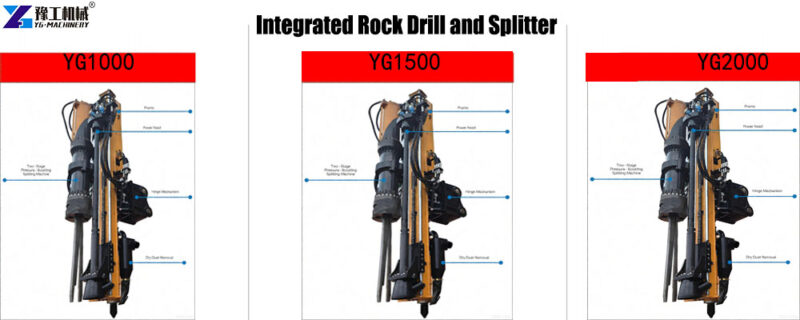Different rock drill and splitter machine models for comparison