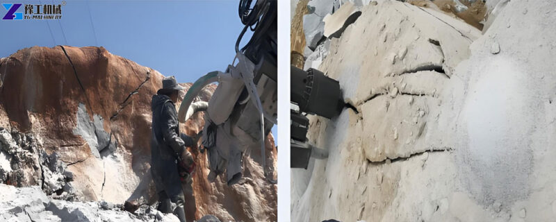 Rock cracking effect after drilling and hydraulic splitting