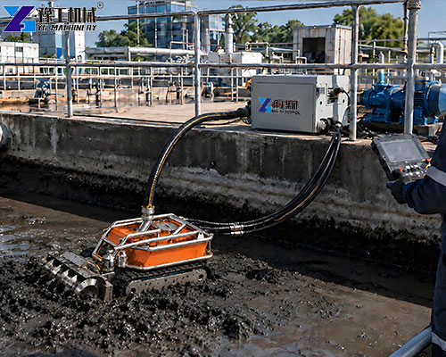 Dredging robot for sludge removal in a wastewater treatment tank